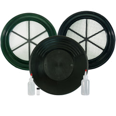 TerraX Starter Gold Prospecting Kit – 2 Heavy-Duty Classifiers, 14” Gold Pan, Snifter Bottles, and Glass Vial – Made in USA