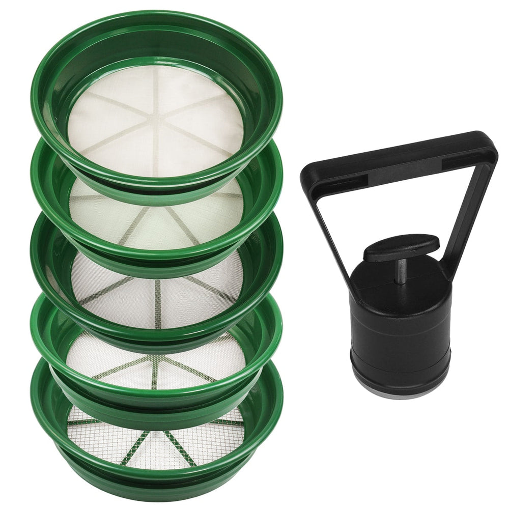 6 pc Green Sifting Gold Pan Plastic Classifiers & 8 lbs Magnetic Pickup Tool
