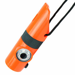 TerraX 7-in-1 Orange Survival Whistle with LED Flashlight