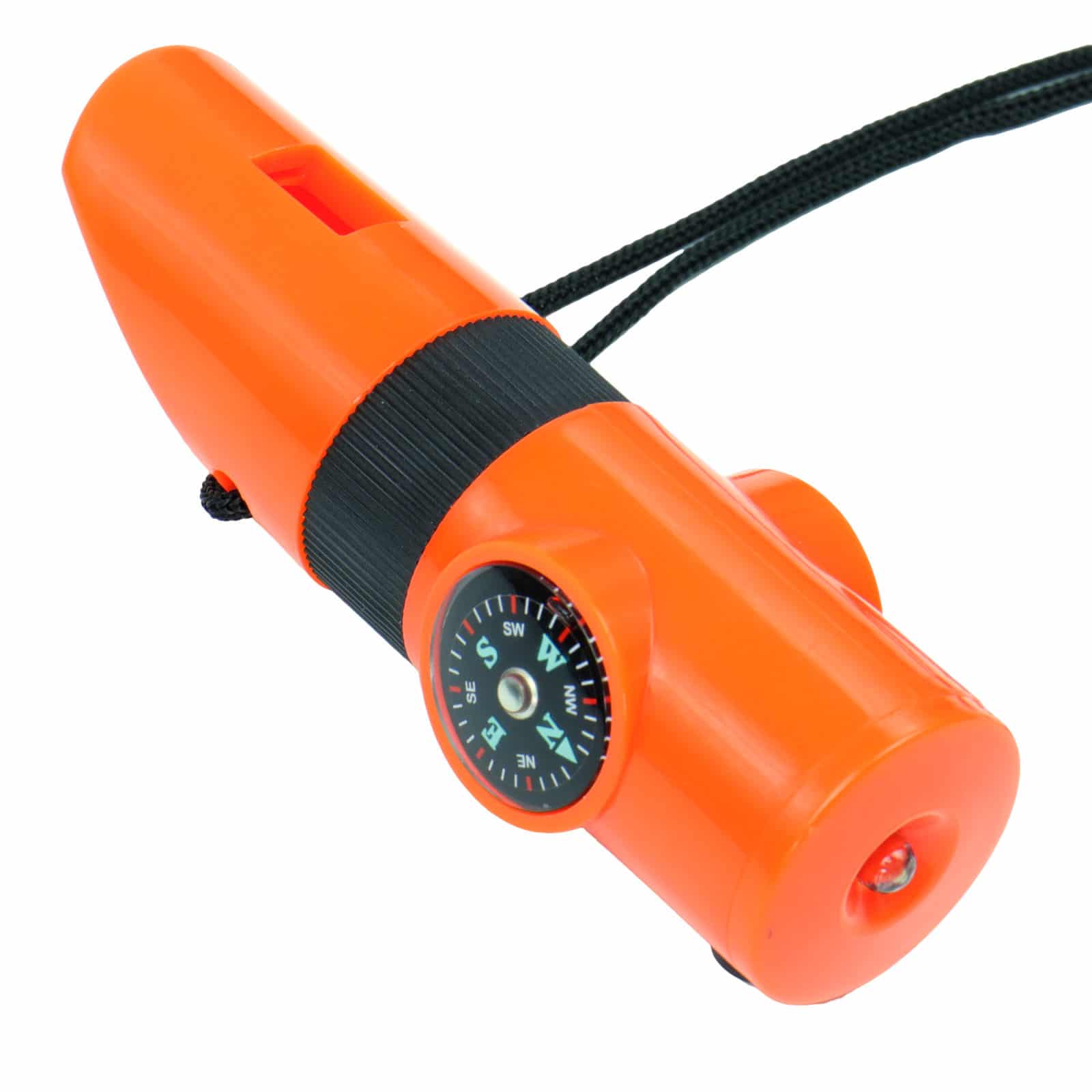 TerraX 7-in-1 Orange Survival Whistle with LED Flashlight